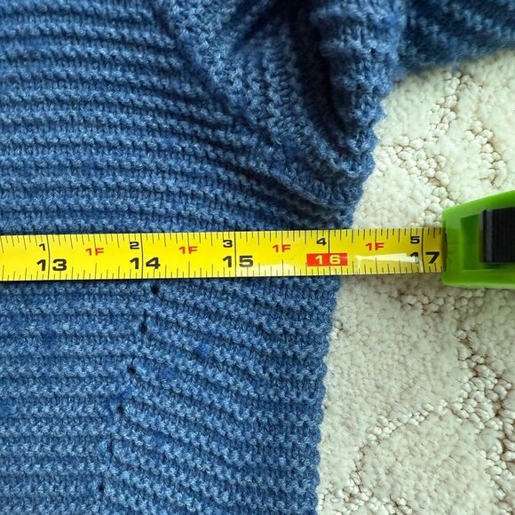 J. McLaughlin XS Blue Ribbed Long Line Cotton Wool Mock Turtleneck Sweater. - Picture 4 of 7